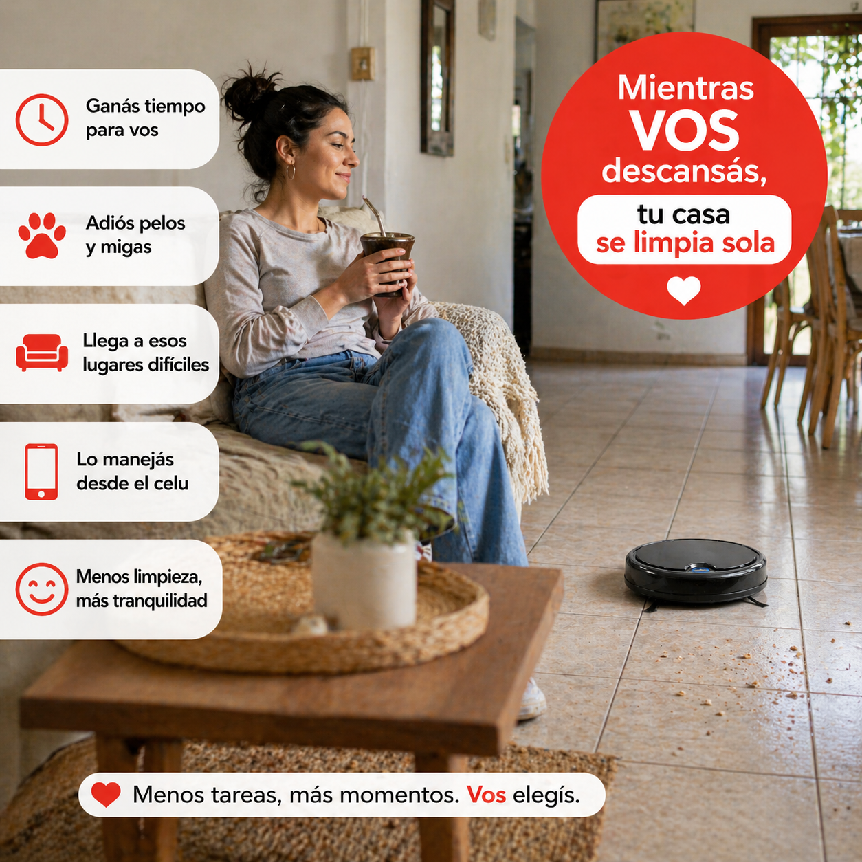 Aspiradora Robot Inteligente 3-en-1 Hub Uy