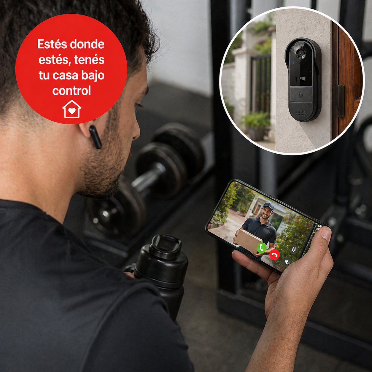 Portero Eléctrico Hogar Intercomunicador WiFi con Cámara HD